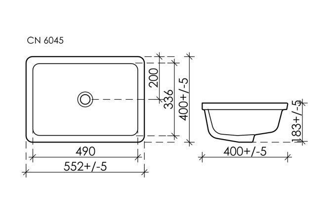 Умывальник встраиваемый снизу CERAMICANOVA Element CN6045 55х18.5х40 см