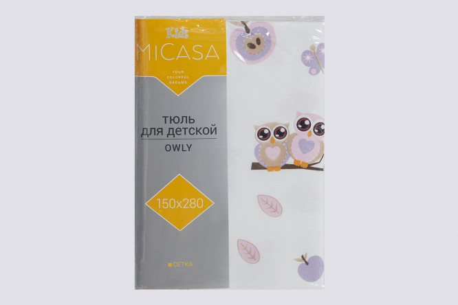 Фото 9 Тюль для детской на ленте MICASA Owly 150х280 см, 1 шт., цвет белый/розовый/ фиолетовый/бежевый