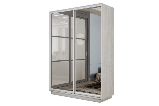 Изображение товара Двухдверный шкаф-купе Slide-2 120x220 см ясень анкор светлый серебро зеркала