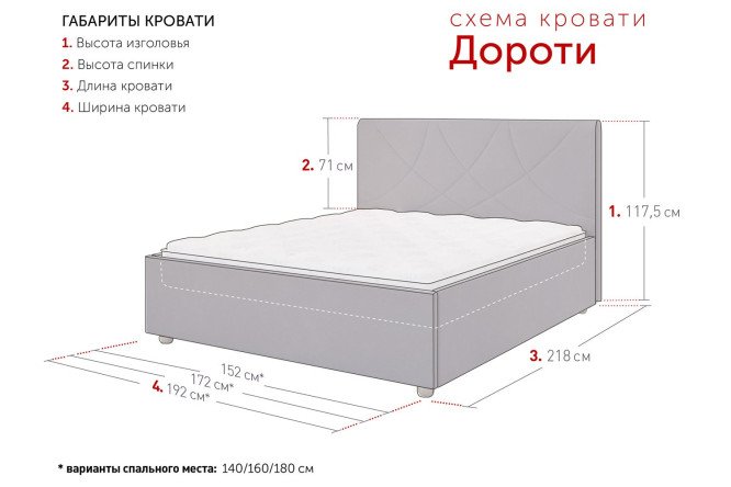 Фото 9 Кровать с подъёмным механизмом Дороти цвет светло-бежевый 160х200 см