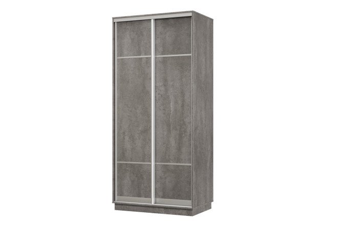 Изображение товара Шкаф-купе 2-дверный Практик мини 100х240х60 см, бетон, цвет профиля - серебро