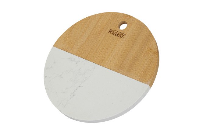 Изображение товара Доска разделочная REGENT Inox Bamboo 24х1.2х24 см из бамбука и мрамора