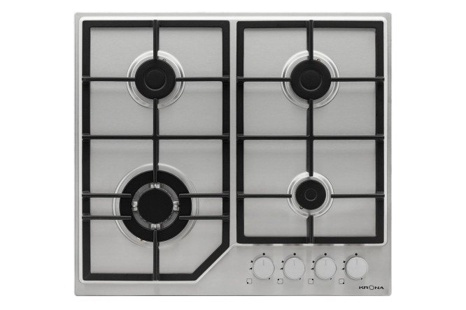 Изображение товара Газовая варочная панель KRONAsteel Nebel KRGH51 60 IX W, нержавеющая сталь 58 см