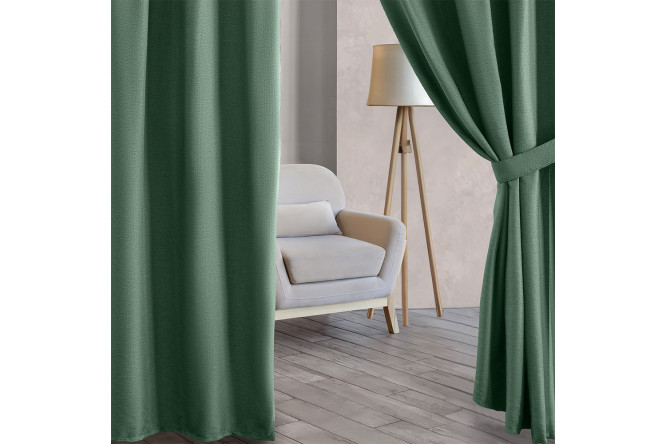 Изображение товара Штора Текстурный блэкаут 150х270 см цвет хвоя - защитная и стильная занавеска
