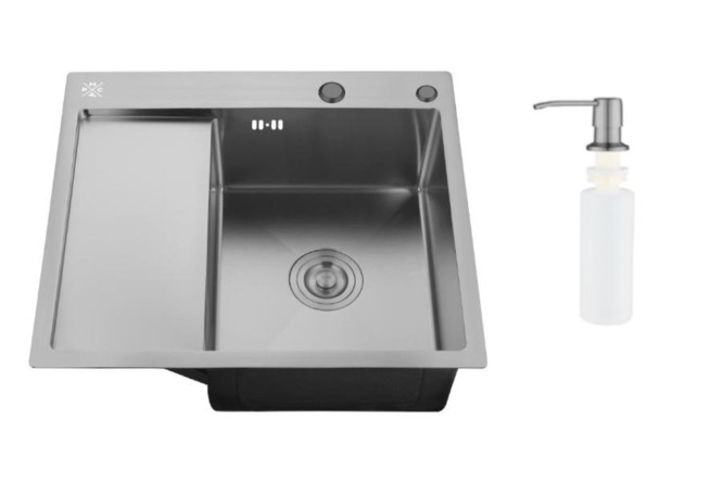 Изображение товара Мойка врезная с дозатором и крылом РМС MRK 5851BL-R 58х51х18 см