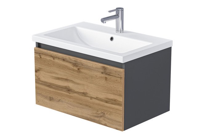 Изображение товара Тумба 1Marka Aris mini 60П 1я 59 см, цвет каркаса антрацит, фасада дуб крафт золотой