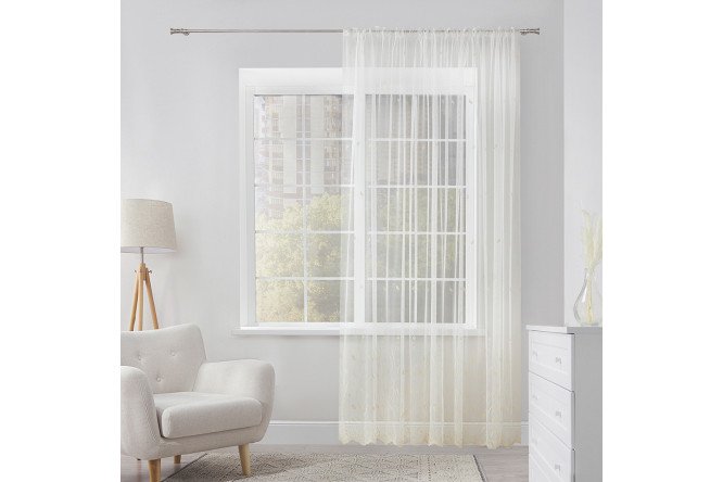 Изображение товара Тюль на ленте ESTUDI BLANCO Polly 300х280 см белый золотой
