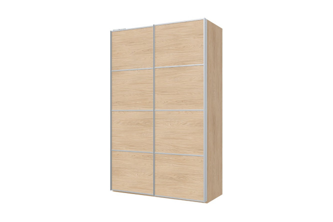 Изображение товара Шкаф-купе HOFF Блокс Ультра 149,5х236,4х67 см, дуб светлый, серебряный профиль