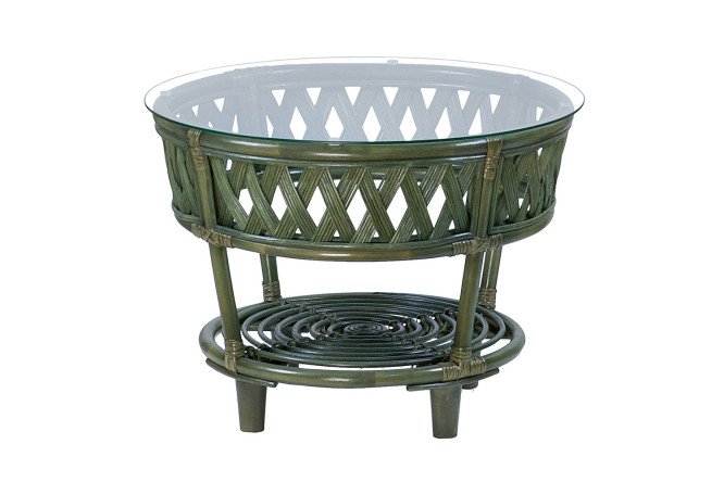 Изображение товара Стол Черчилль из стекла и ротанга 70х55х70 см