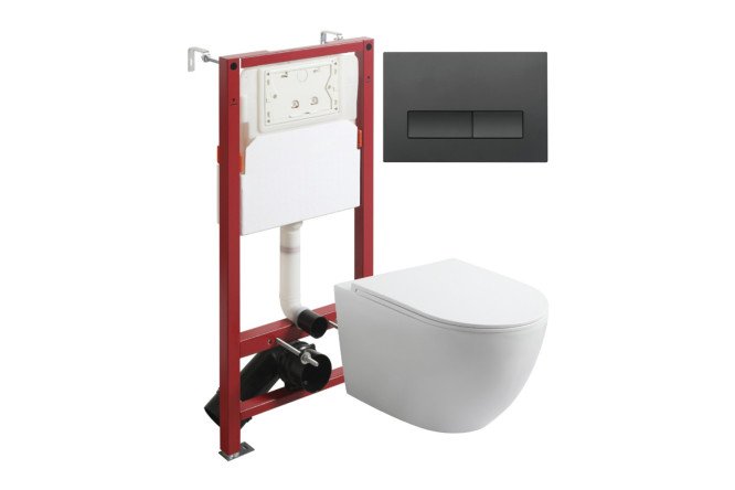 Изображение товара Унитаз с инсталляцией подвесной AGGER ATI07150+APB244 для ванной комнаты