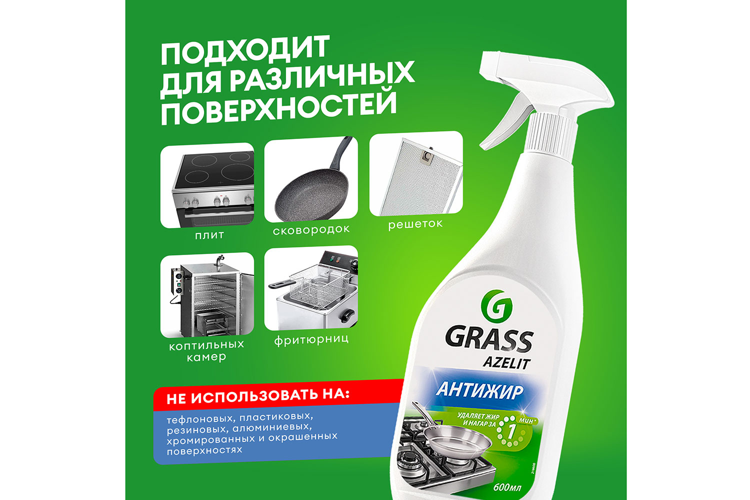 Чистящее средство для кухни GRASS Azelit Антижир 600 мл