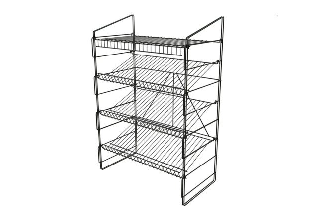 Изображение товара Обувница Line 62.1х93.1х33.5 см для хранения обуви из стали в черном муаре