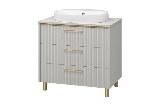 Изображение товара Стильная напольная тумба Elche 80 с раковиной и фасадом серый кашемир