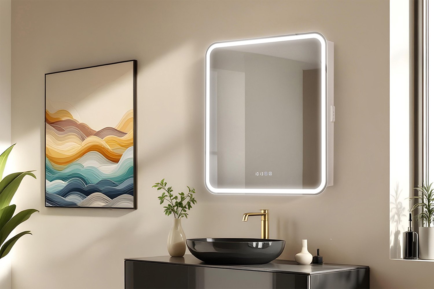 Зеркало-шкаф Фиджи  70 3.2 LED-00002978 70х80х16.2 см, Правый