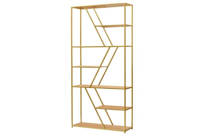 Изображение товара Стеллаж Arnetta 90х192х30 см из стали и ЛДСП, золотой и робиния