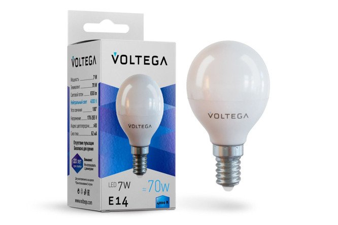 Изображение товара Светодиодная лампа VOLTEGA Simple Globe E14 7W 4000K
