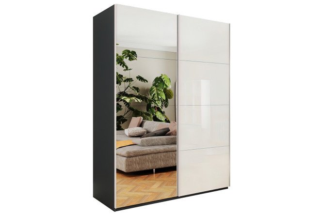 Изображение товара Шкаф-купе 2-дверный Comet 160х240х66 см серый диамант белый