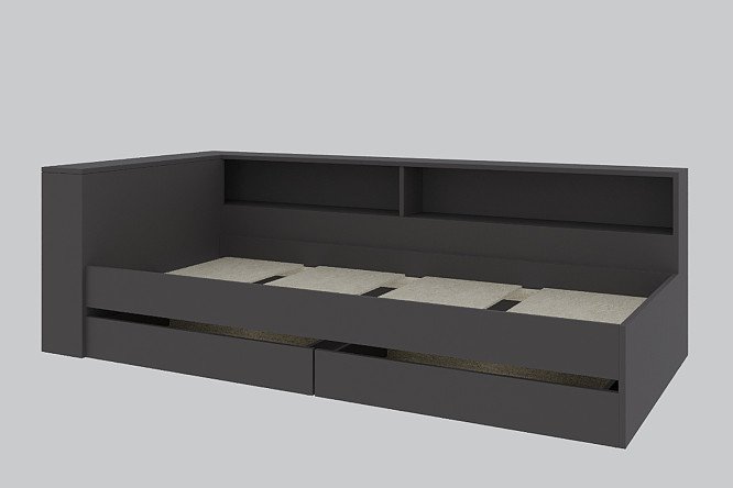 Кровать Ксения с ящиками 120х200 см цвет графит