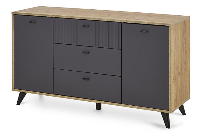 Изображение товара Комод Барселона 3 ящика двухстворчатый графит дуб золотой