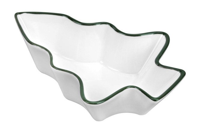 Изображение товара Сервировочная тарелка Ёлочка из каменной керамики белая 11,8х4х16,3 см