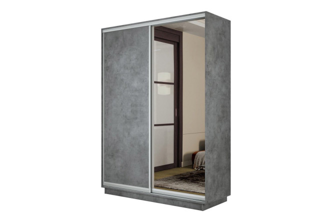 Изображение товара Двухдверный шкаф-купе Slide-2 v.2 120x220x45 см бетон серебро с зеркалом