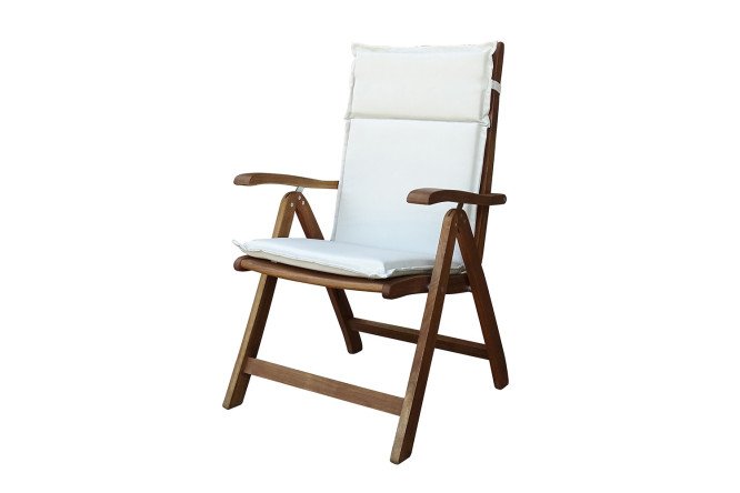 Изображение товара Стул высокий Каро цвет каркаса натуральный тик, мягких элементов слоновая кость