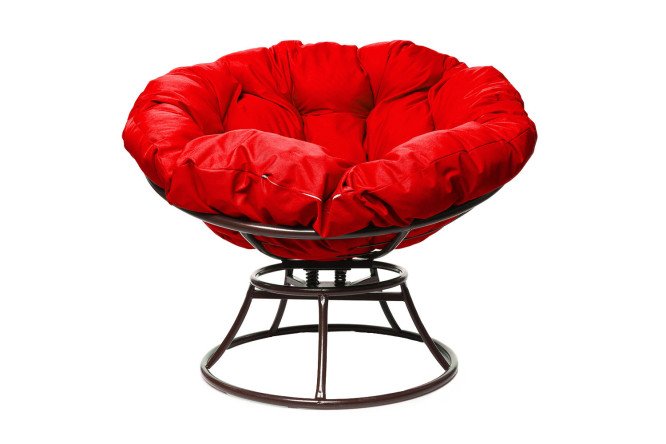 Изображение товара Кресло Папасан пружинка коричневый каркас, красные мягкие элементы Изображение товара Кресло Папасан пружинка коричневый каркас, красные мягкие элементы