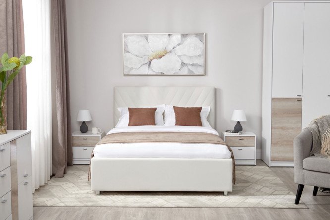 Кровать Victori в комплекте с матрасом SLEEPLAB Relaxation молочная 140х200 см