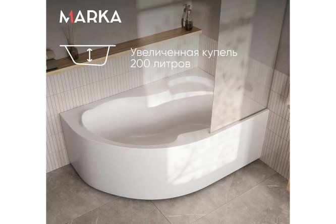 Ванна пристенная Marka One Аура (Aura) R, правый, белый 160x105 см
