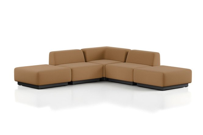 Изображение товара Диван модульный Сиб mod.5 из экокожи рыжий 270х70х270 см