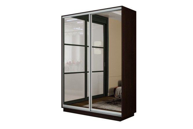 Изображение товара Шкаф-купе 2-дверный Slide-2 венге с зеркалами 160х220х60 см