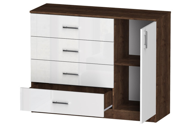 Изображение товара Комод Лайф белый бриллиант и дуб экспрессив 115х90х40 см