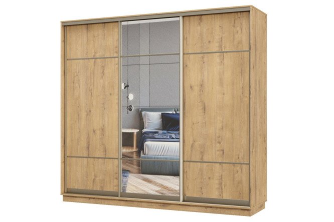 Изображение товара Шкаф-купе Практик 3 дверцы 240x220x45 см шампань для шкафов и гардеробных