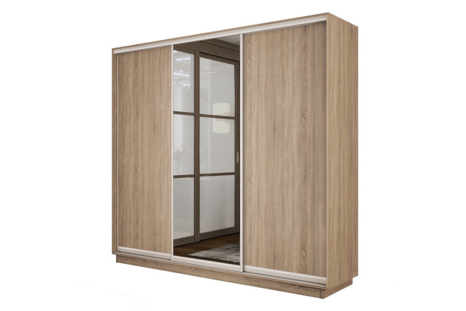 Изображение товара Шкаф-купе 3-дверный Slide-2 v.2 210х240х60 см Сонома/серебро с зеркалом