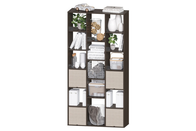 Изображение товара Стеллаж СТ 213В из ЛДСП в цвете венге, размеры 107,4х212,8х39 см