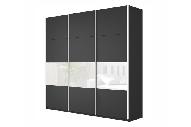 Изображение товара Шкаф-купе 3-дверный  Magnus 240х230 см, серый диамант, белый глянец, профиль - белый