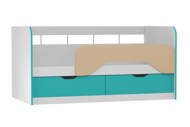 Изображение товара Кровать с бортиком Радуга 80x160 см белый, аква, капучино для детей