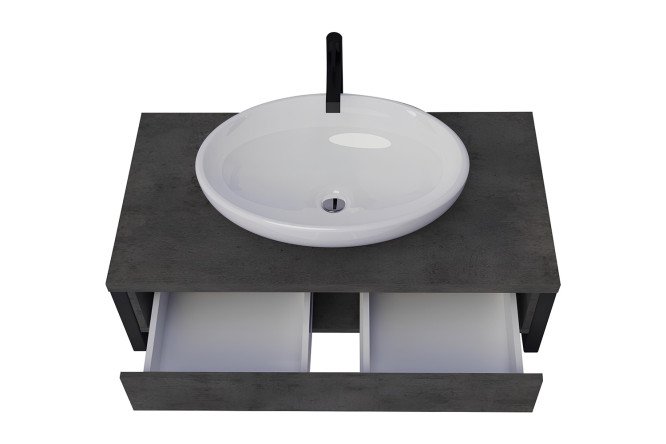 Изображение товара Тумба 1Marka Grunge Loft 90 см бетон и черный в стиле лофт