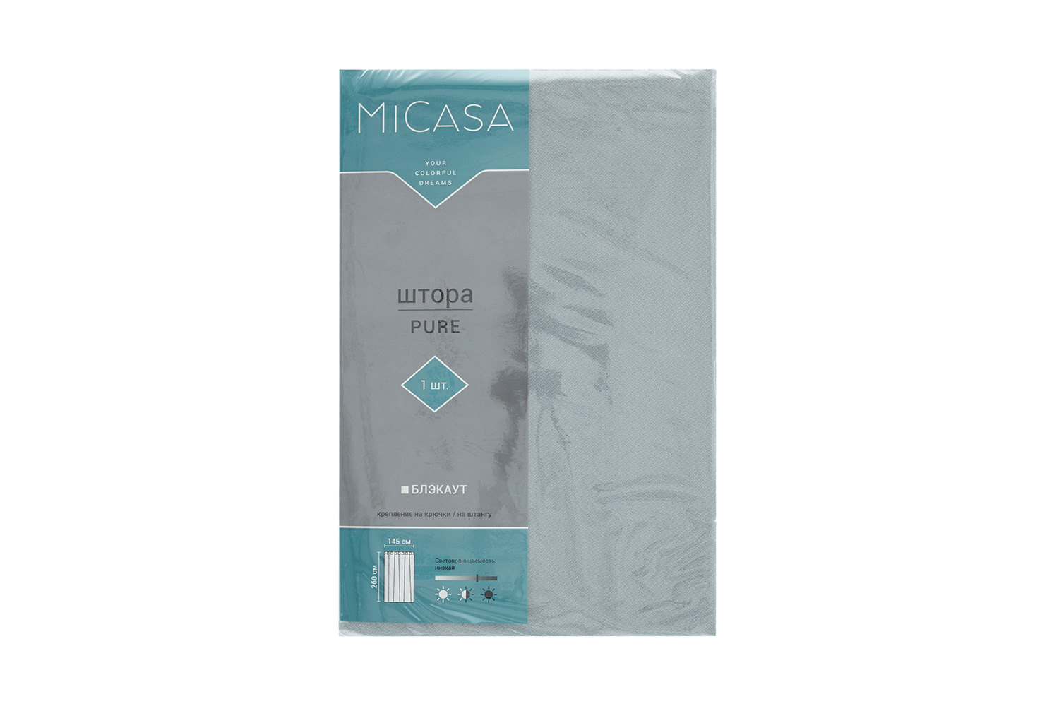 Штора MICASA Pure 145х260 см, 1 шт., цвет серый