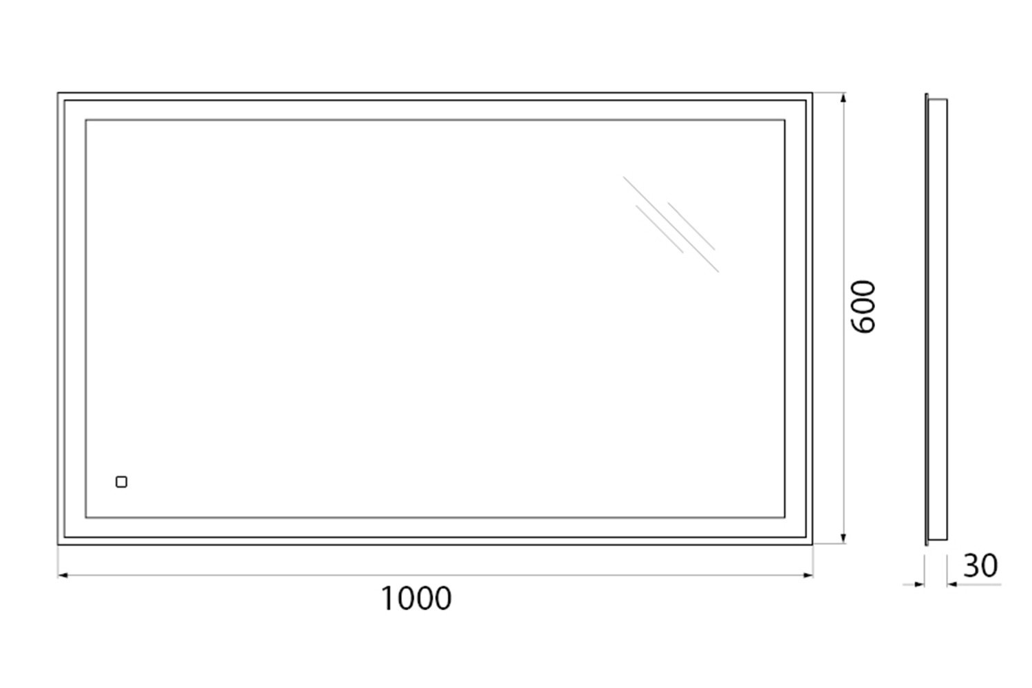 Зеркало с подсветкой BELBAGNO SPC-GRT-1000-600-LED-TCH 100х60 см