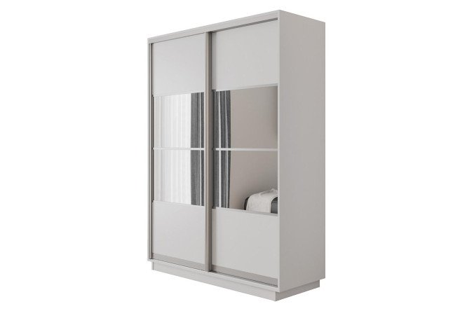 Изображение товара 2-дверный шкаф-купе Оптима 120х220х60 белый снег с зеркалом Изображение товара 2-дверный шкаф-купе Оптима 120х220х60 белый снег с зеркалом