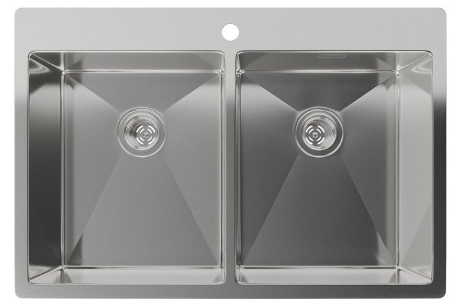 Изображение товара Врезная мойка Rinox 7450 2В из нержавеющей стали 74х50х20 см