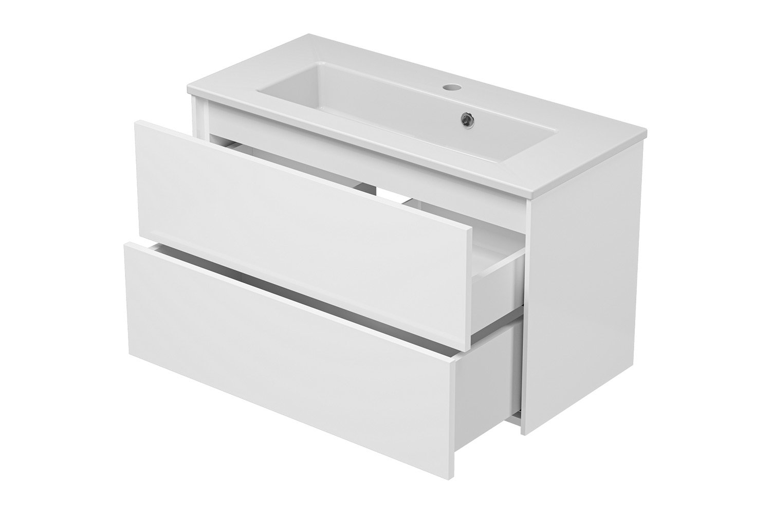 Тумба подвесная Той 80 TOY-09080-0102Я с 2 ящиками 81 см, цвет каркаса белый, фасада белый