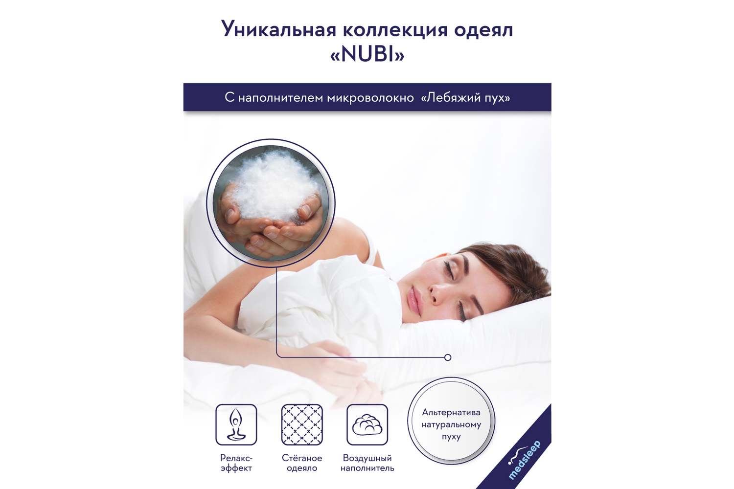 Одеяло Medsleep Nubi Пух/перо 175х200 см, 2 спальные