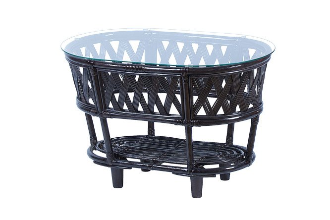 Изображение товара Стол Черчилль 85 см из стекла и ротанга для интерьера и сада