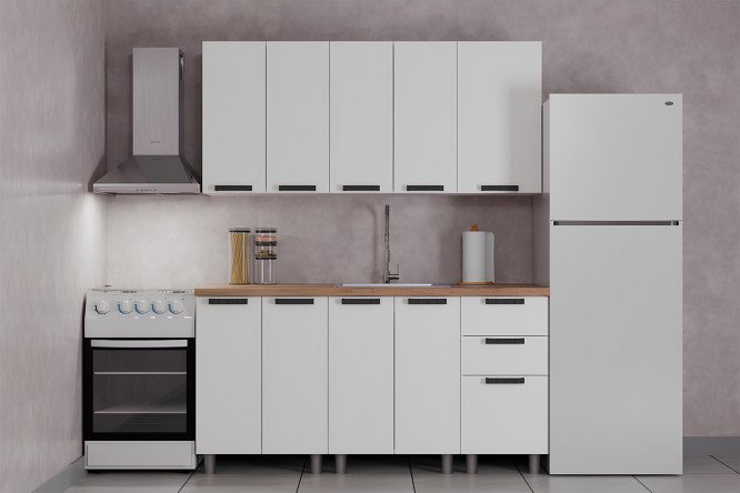 Изображение товара Модульная кухня Лаванда 160х240х60 см, цвет каркаса белый, фасада молочный