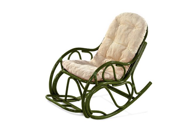 Изображение товара Кресло-качалка 05/05 -о-б олив с бежевыми мягкими элементами