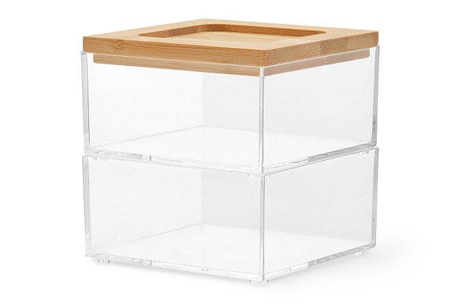 Изображение товара Органайзер с крышкой MITTE Bamboo двойной 9.5x10x9.5 см для хранения