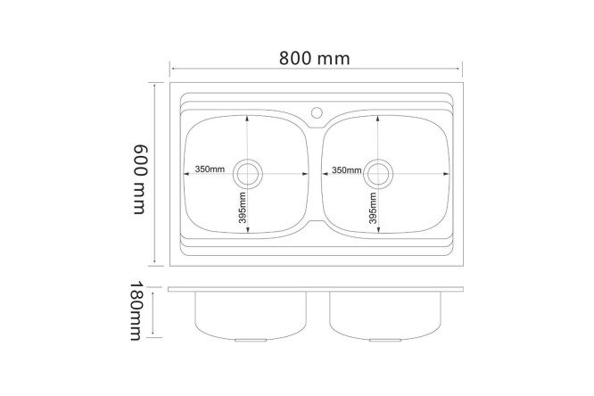 Мойка накладная РМС MG6-8060-2 80х60х18 см