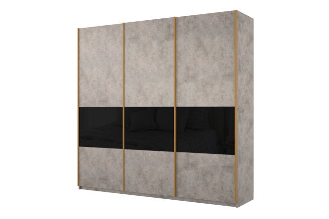 Изображение товара Шкаф-купе 3-дверный Magnus 240х230 см, чёрный глянец, бетон